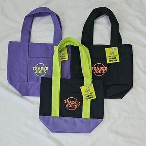 Trader Joe's Canvas Shoulder Bag Set - Purple, Black, Green
